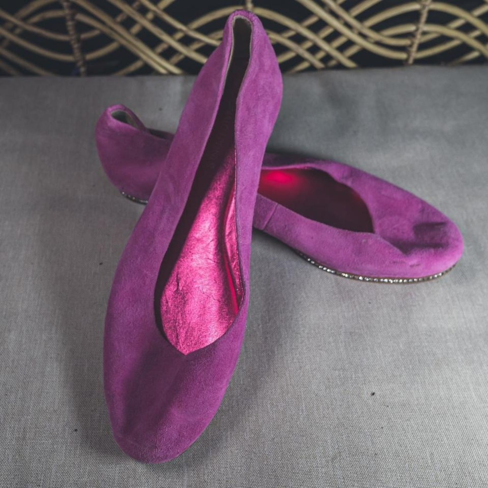 Donald J Pliner Hot Pink Flats with Rhinestone detailing